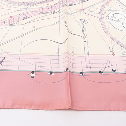 Hermès Carré 90 "La Musique Des Spheres" 100% Silk Scarf in Pink