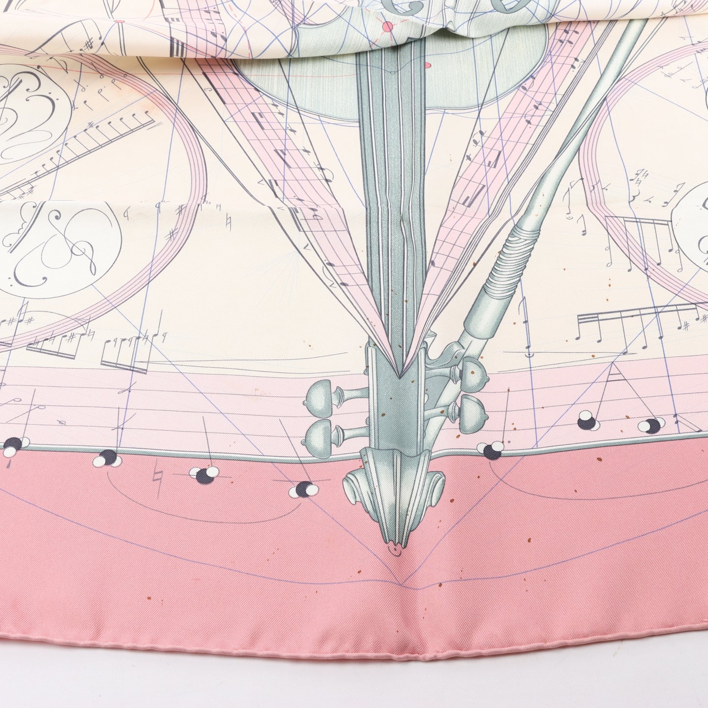 Hermès Carré 90 "La Musique Des Spheres" 100% Silk Scarf in Pink
