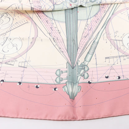 Hermès Carré 90 "La Musique Des Spheres" 100% Silk Scarf in Pink