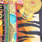 Hermès Carré 90 "La femme aux semelles de vent" Silk handkerchief in Brown x Black