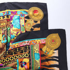 Hermès Carré 90 "La femme aux semelles de vent" Silk handkerchief in Brown x Black