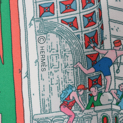 Hermès Carré 90 "Le Grand Prix du Faubourg" Mouchoir en soie en Bleu