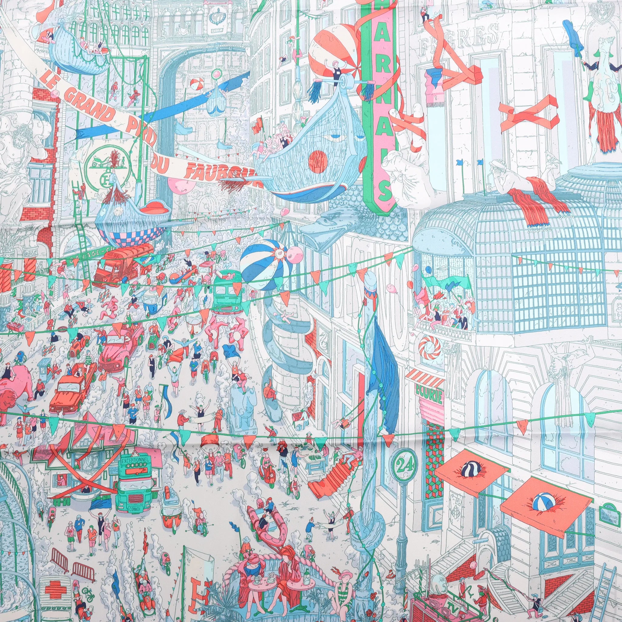 Hermès Carré 90 "Le Grand Prix du Faubourg" Silk handkerchief in Blue