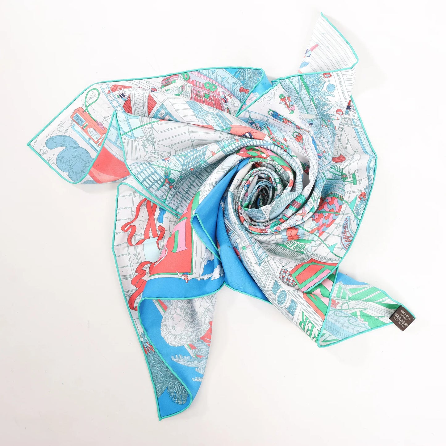 Hermès Carré 90 "Le Grand Prix du Faubourg" Mouchoir en soie en Bleu