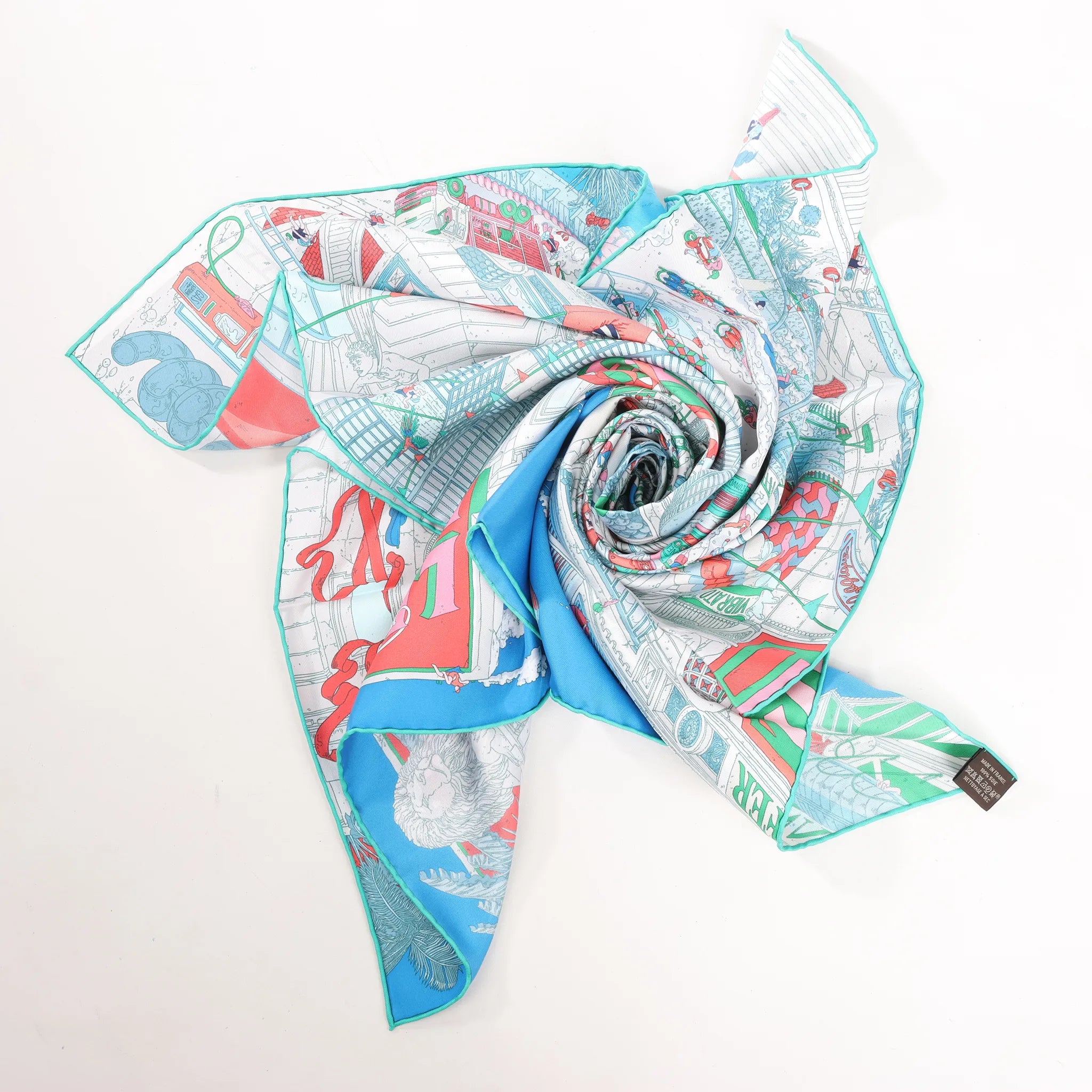 Hermès Carré 90 "Le Grand Prix du Faubourg" Silk handkerchief in Blue