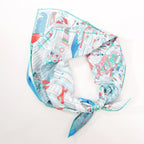Hermès Carré 90 "Le Grand Prix du Faubourg" Silk handkerchief in Blue