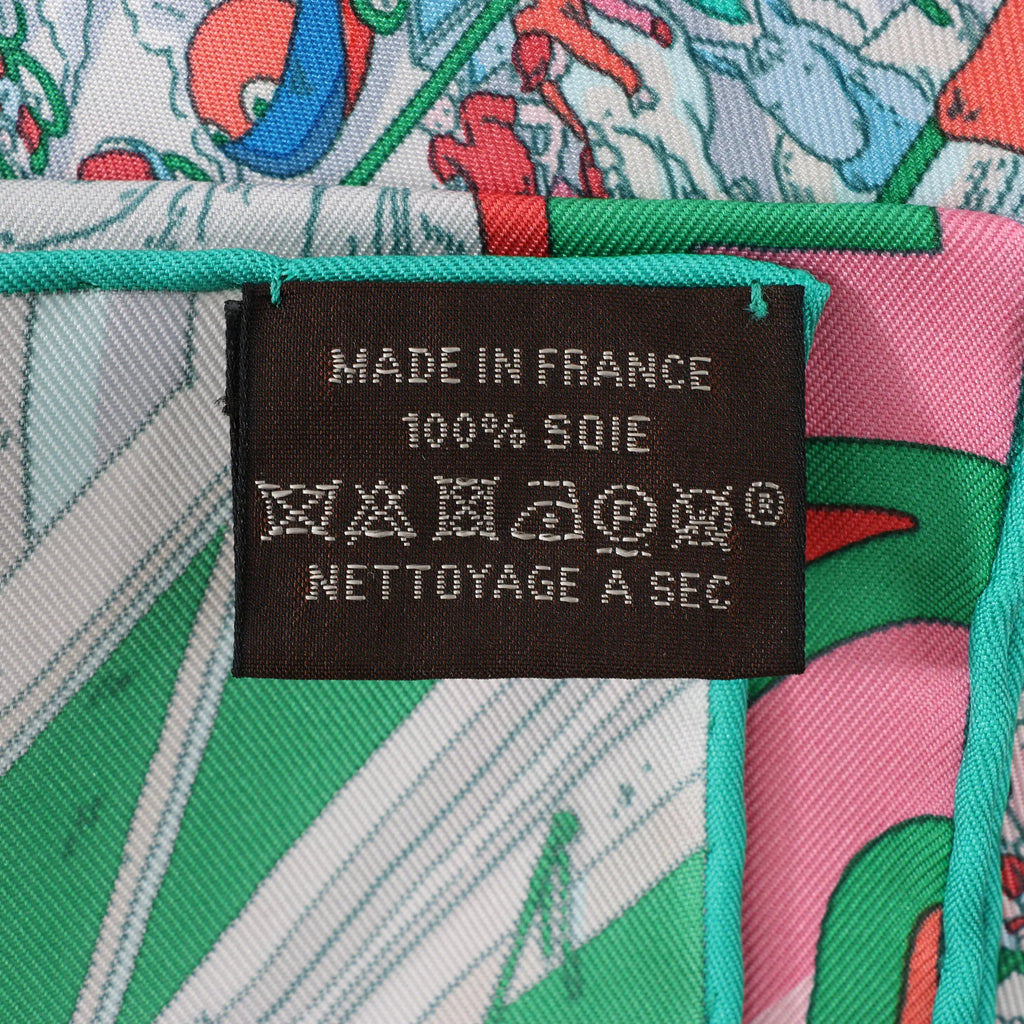 Hermès Carré 90 "Le Grand Prix du Faubourg" Silk handkerchief in Blue