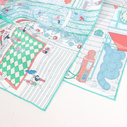 Hermès Carré 90 "Le Grand Prix du Faubourg" Mouchoir en soie en Bleu