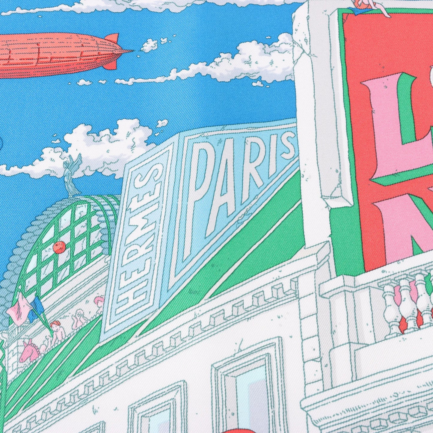 Hermès Carré 90 "Le Grand Prix du Faubourg" Mouchoir en soie en Bleu