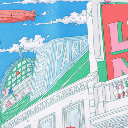 Hermès Carré 90 "Le Grand Prix du Faubourg" Mouchoir en soie en Bleu