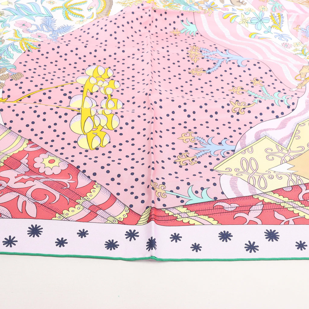 Hermès Carré 90 "Le Premier Chant" Silk handkerchief in Pink