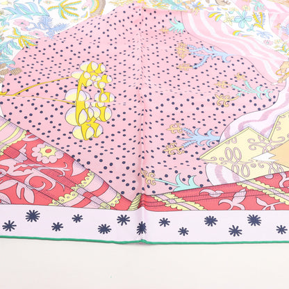 Hermès Carré 90 "Le Premier Chant" Silk handkerchief in Pink