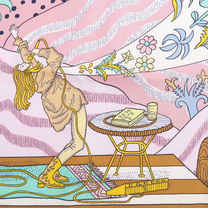 Hermès Carré 90 "Le Premier Chant" Silk handkerchief in Pink