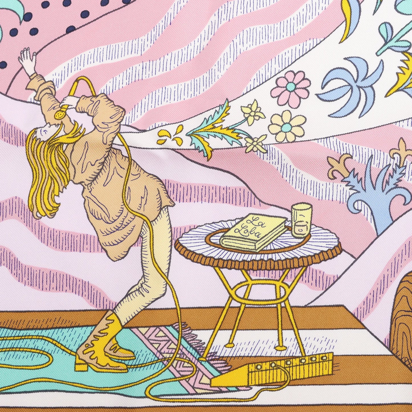 Hermès Carré 90 "Le Premier Chant" Silk handkerchief in Pink