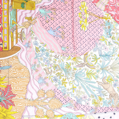 Hermès Carré 90 "Le Premier Chant" Silk handkerchief in Pink