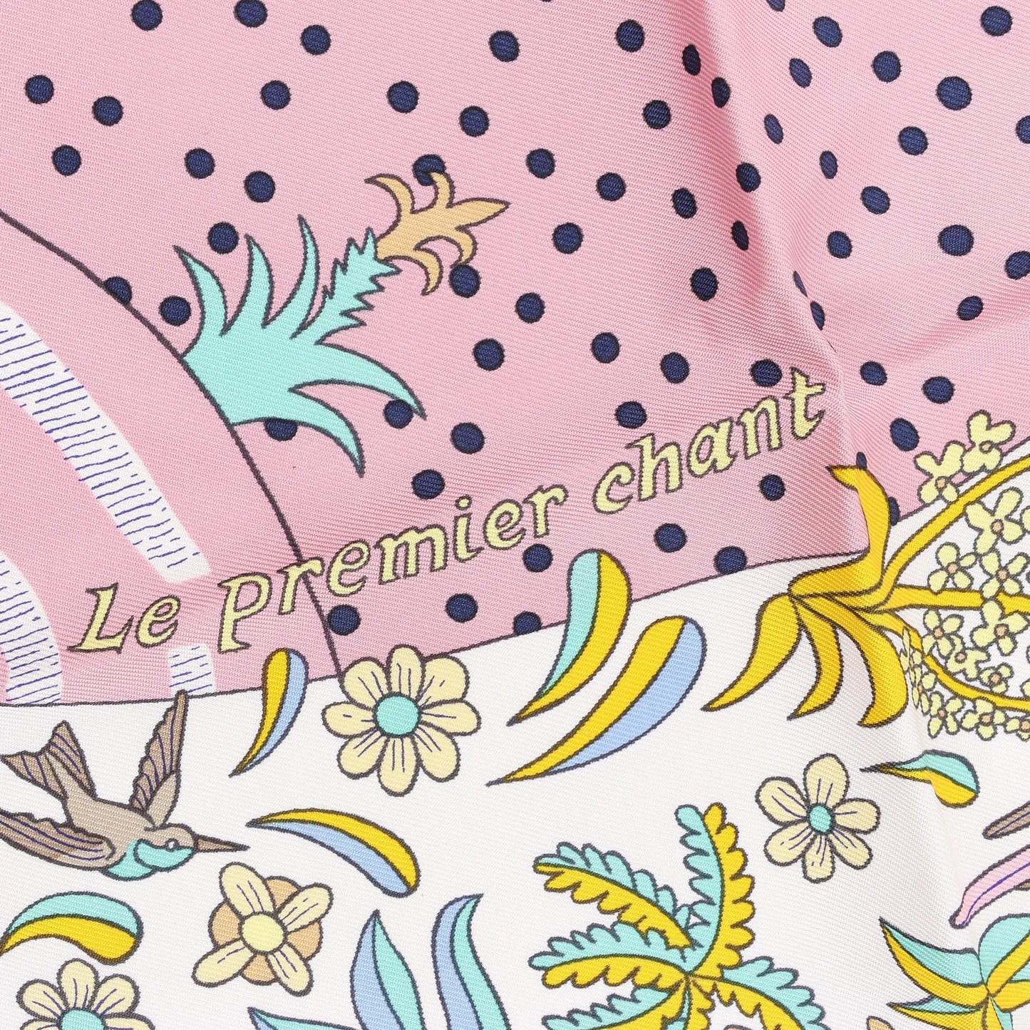 Hermès Carré 90 "Le Premier Chant" Silk handkerchief in Pink