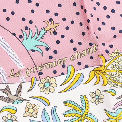 Hermès Carré 90 "Le Premier Chant" Silk handkerchief in Pink