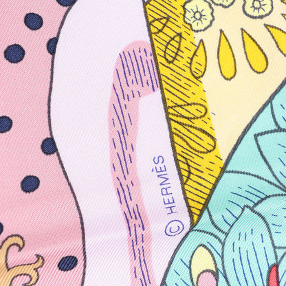Hermès Carré 90 "Le Premier Chant" Silk handkerchief in Pink