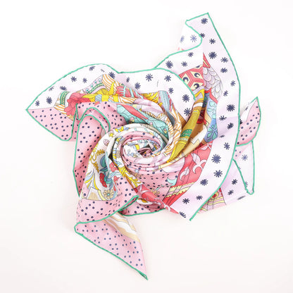 Hermès Carré 90 "Le Premier Chant" Silk handkerchief in Pink