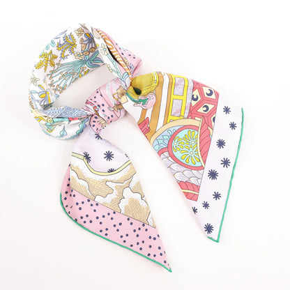 Hermès Carré 90 "Le Premier Chant" Silk handkerchief in Pink