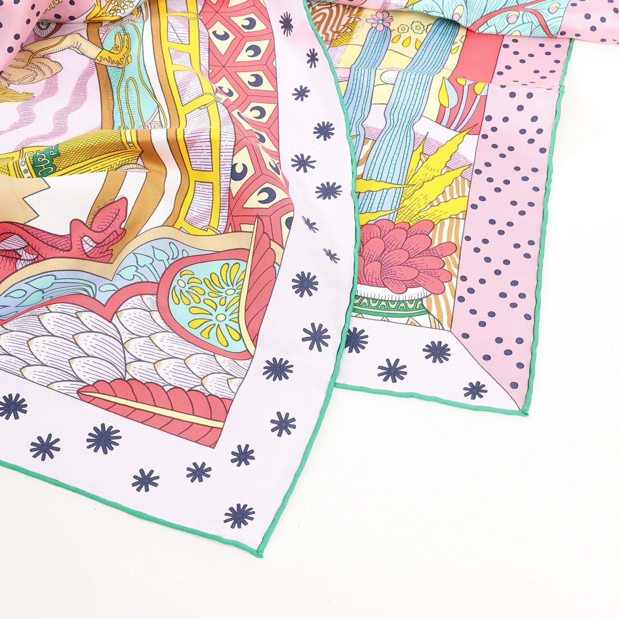 Hermès Carré 90 "Le Premier Chant" Silk handkerchief in Pink