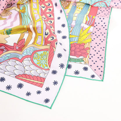 Hermès Carré 90 "Le Premier Chant" Silk handkerchief in Pink