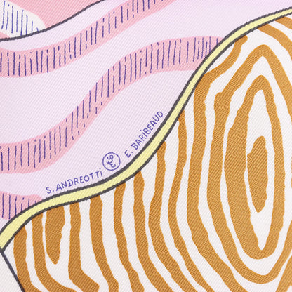 Hermès Carré 90 "Le Premier Chant" Silk handkerchief in Pink