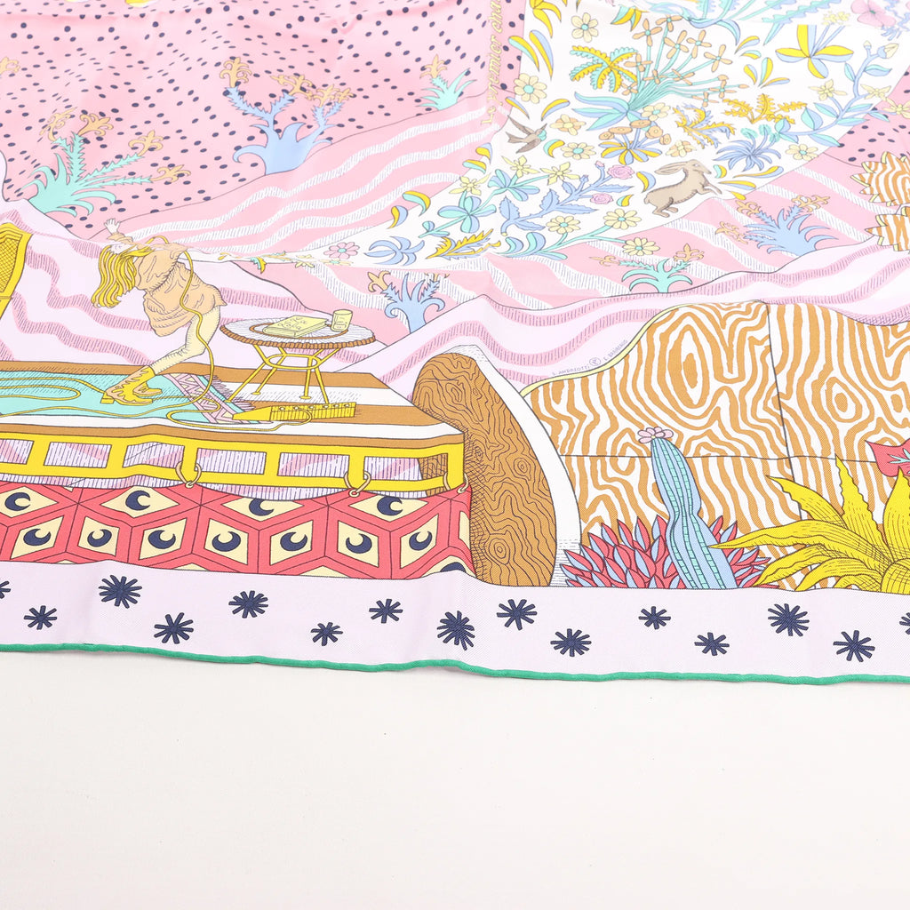 Hermès Carré 90 "Le Premier Chant" Silk handkerchief in Pink