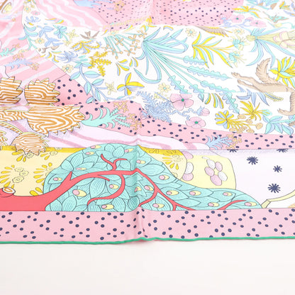Hermès Carré 90 "Le Premier Chant" Silk handkerchief in Pink