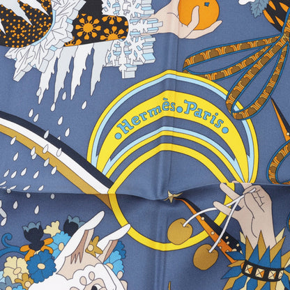 Hermès Carré 90 "Le Sacre des Saisons" Silk handkerchief in Gray