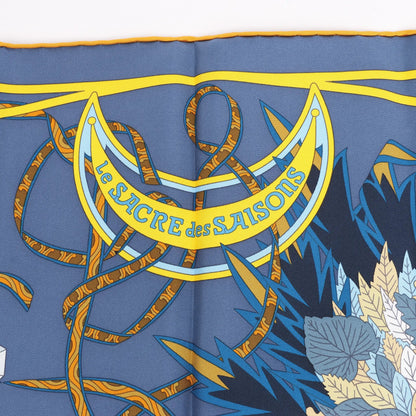 Hermès Carré 90 "Le Sacre des Saisons" Silk handkerchief in Gray