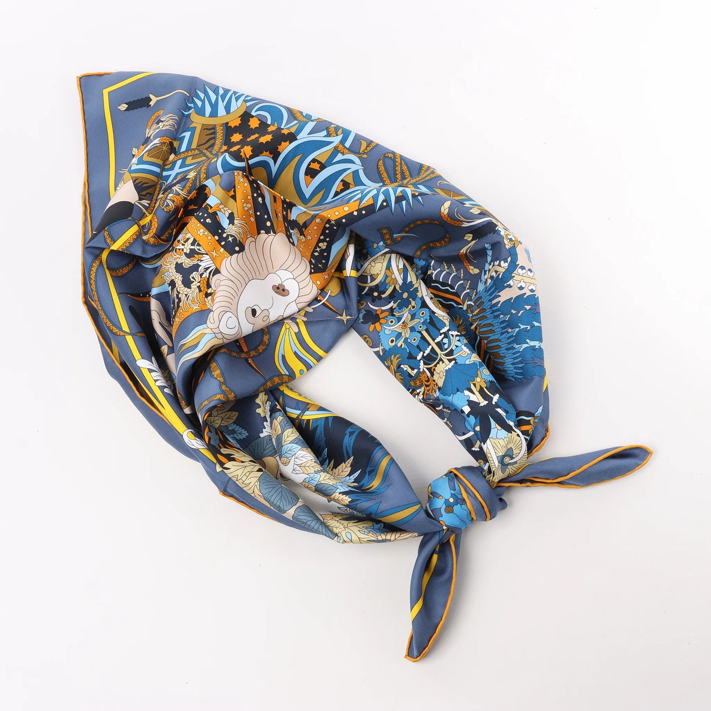 Hermès Carré 90 "Le Sacre des Saisons" Silk handkerchief in Gray