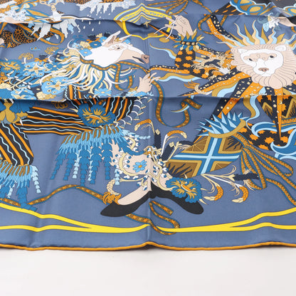 Hermès Carré 90 "Le Sacre des Saisons" Silk handkerchief in Gray