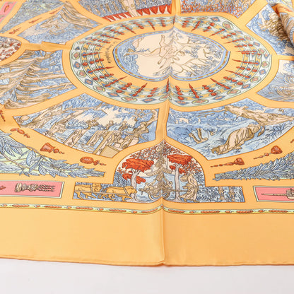 Hermès Carré 90 "Le Songe de Poliphile" Silk handkerchief in Orange