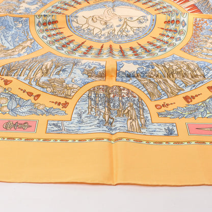 Hermès Carré 90 "Le Songe de Poliphile" Silk handkerchief in Orange