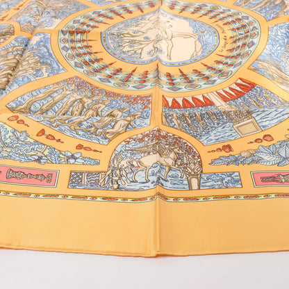 Hermès Carré 90 "Le Songe de Poliphile" Silk handkerchief in Orange
