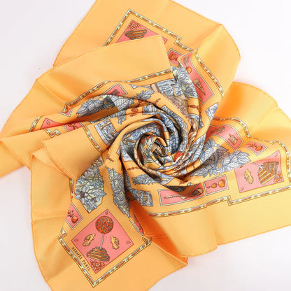 Hermès Carré 90 "Le Songe de Poliphile" Silk handkerchief in Orange