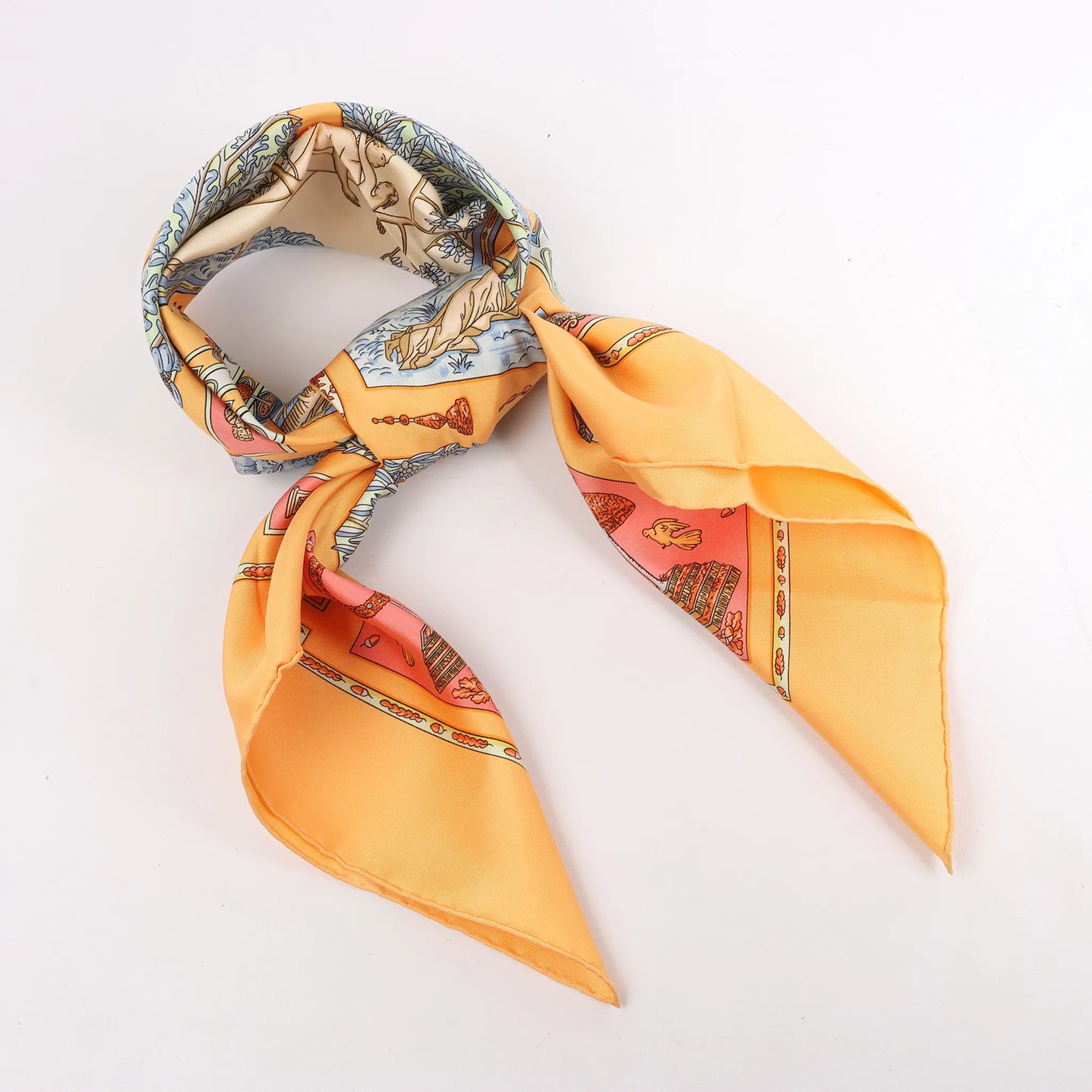 Hermès Carré 90 "Le Songe de Poliphile" Silk handkerchief in Orange