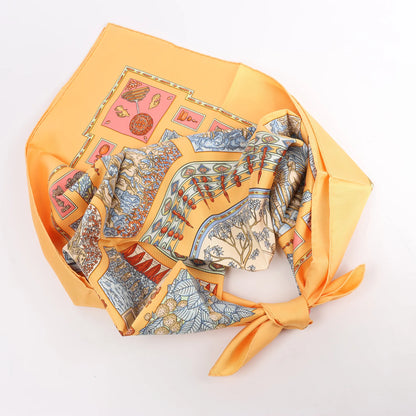 Hermès Carré 90 "Le Songe de Poliphile" Silk handkerchief in Orange
