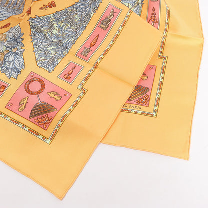 Hermès Carré 90 "Le Songe de Poliphile" Silk handkerchief in Orange