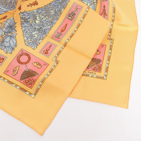 Hermès Carré 90 "Le Songe de Poliphile" Silk handkerchief in Orange