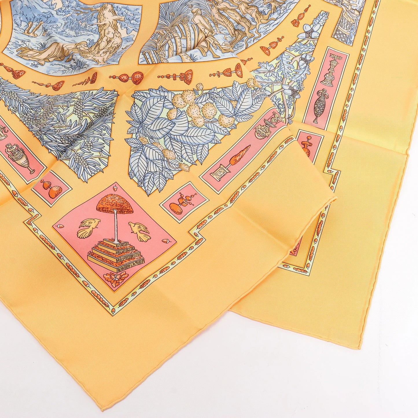 Hermès Carré 90 "Le Songe de Poliphile" Silk handkerchief in Orange
