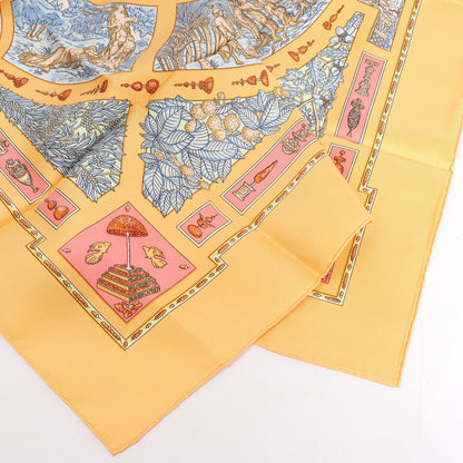 Hermès Carré 90 "Le Songe de Poliphile" Silk handkerchief in Orange