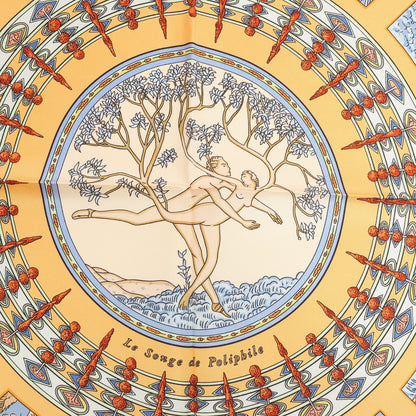 Hermès Carré 90 "Le Songe de Poliphile" Silk handkerchief in Orange