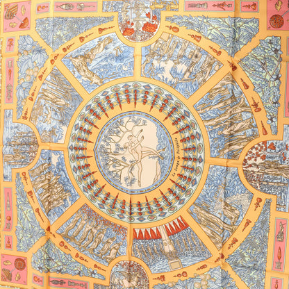 Hermès Carré 90 "Le Songe de Poliphile" Silk handkerchief in Orange