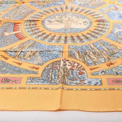 Hermès Carré 90 "Le Songe de Poliphile" Silk handkerchief in Orange