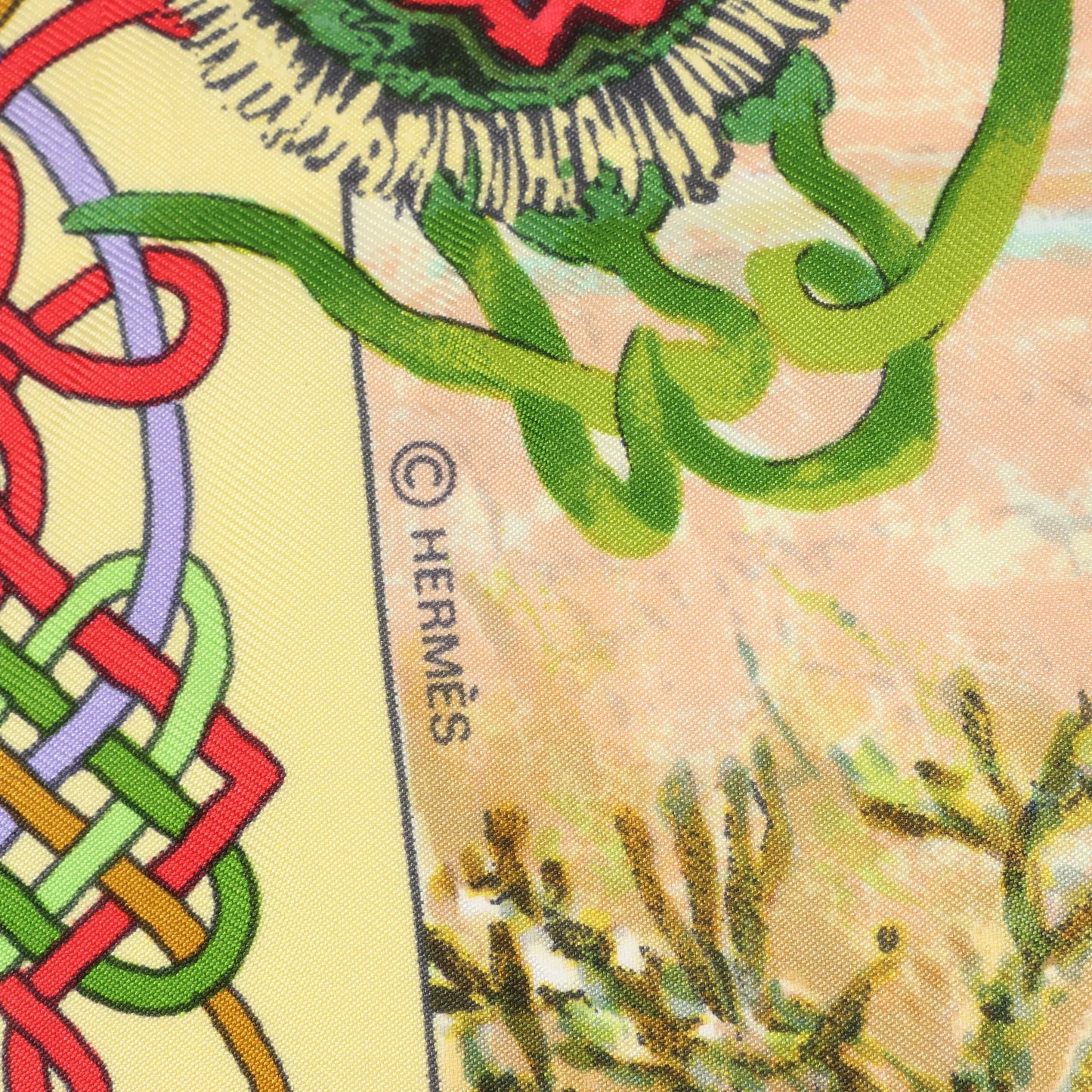 Hermès Carré 90 „Les Cheyennes“ Seidentaschentuch in Beige x Blau