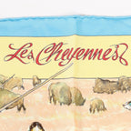 Hermès Carré 90 "Les Cheyennes" Silk handkerchief in Beige x Blue