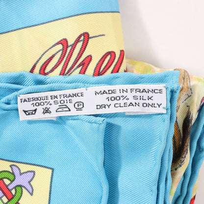 Hermès Carré 90 „Les Cheyennes“ Seidentaschentuch in Beige x Blau