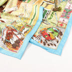 Hermès Carré 90 "Les Cheyennes" Silk handkerchief in Beige x Blue
